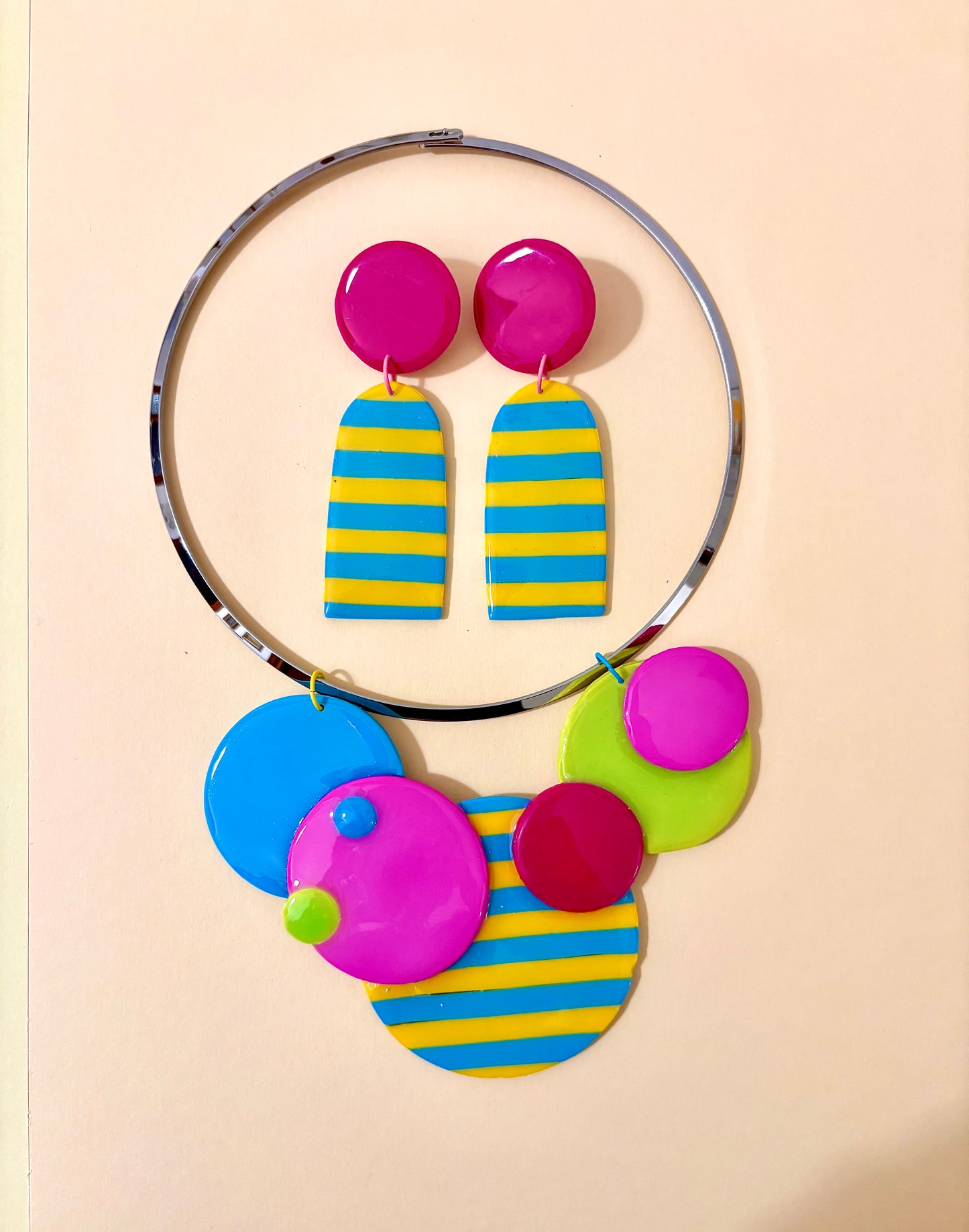 Pop Art 80 - set collana orecchini artigianali Bi.Q