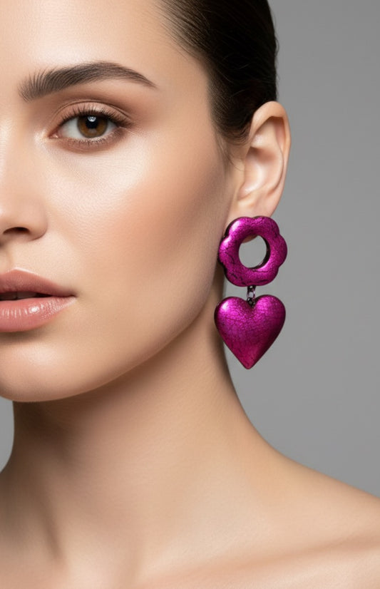 Orecchini fucsia linea Cracklè