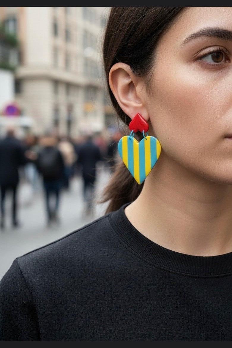 Orecchini Regina di Cuori gialli e bluette