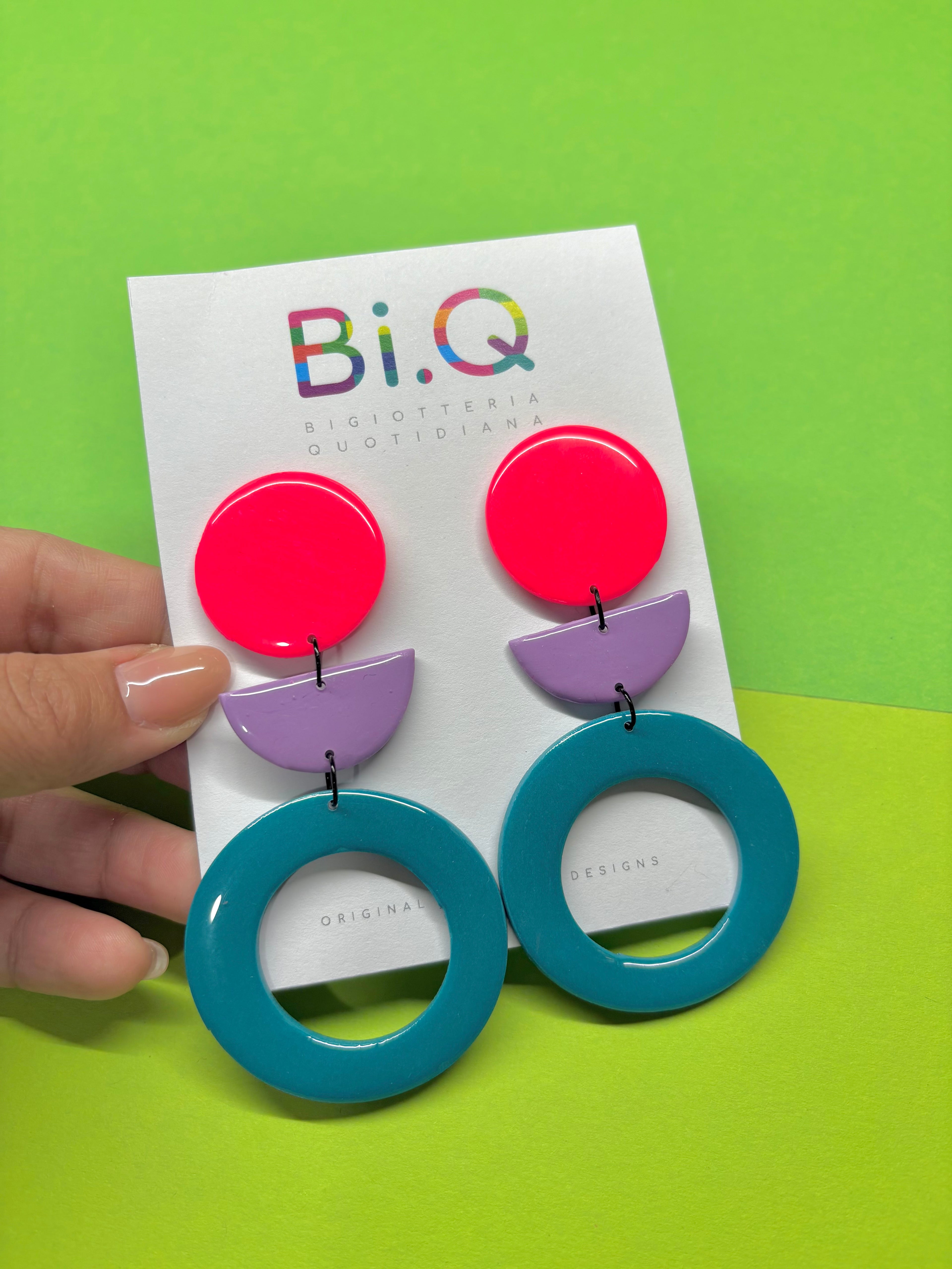 Orecchini Monnalisa Turchese e Fucsia