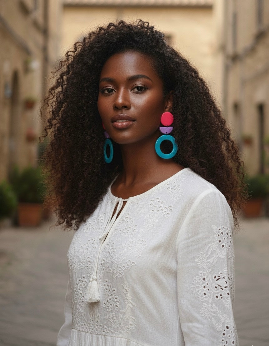 Orecchini Monnalisa Turchese e Fucsia