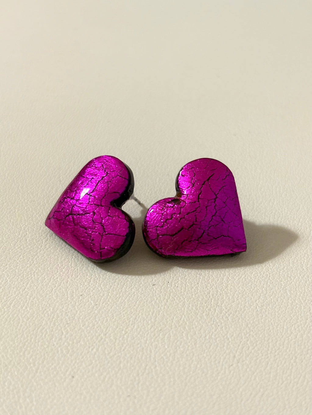 Orecchini Cracklè Cuore fucsia