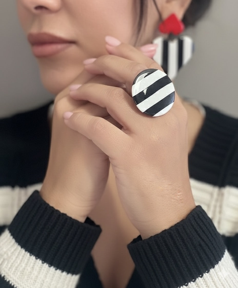 Set Bracciale e Anello Black and White