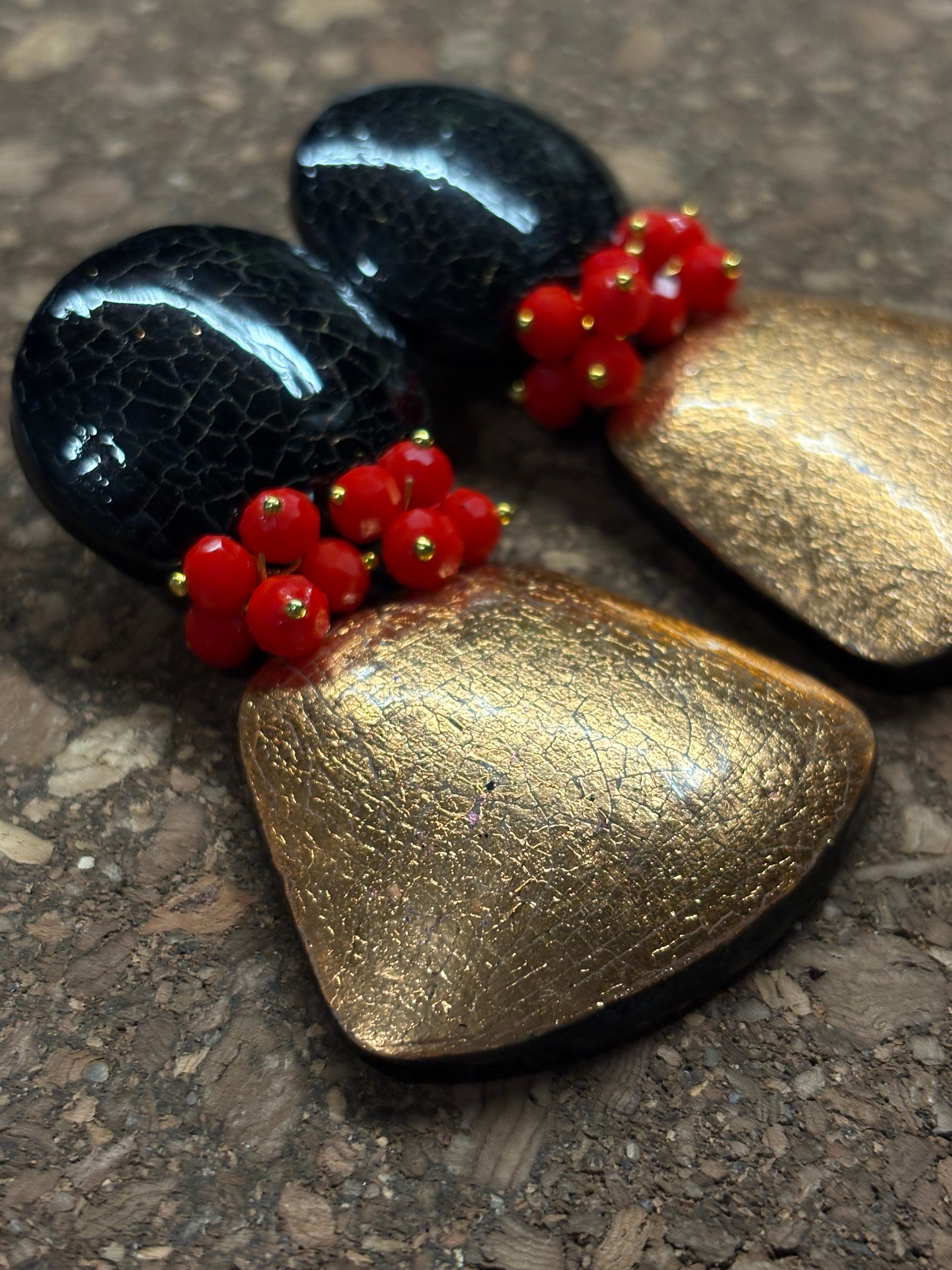 Orecchini Cracklè sole e lava