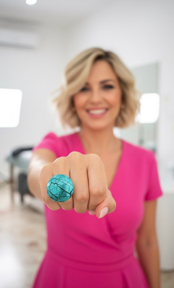 Anello Cracklè turchese