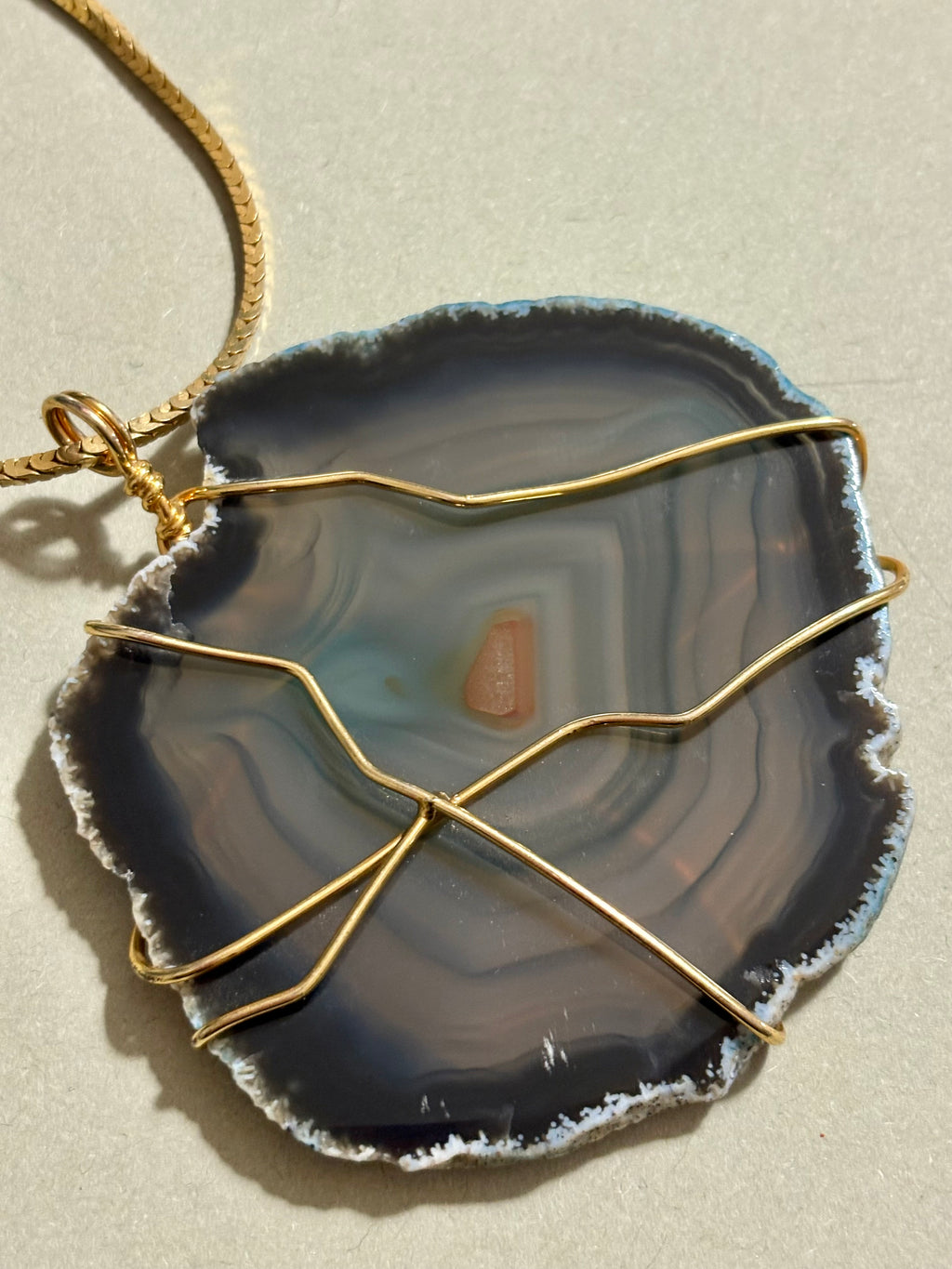 Collana Agata verde e Rodio