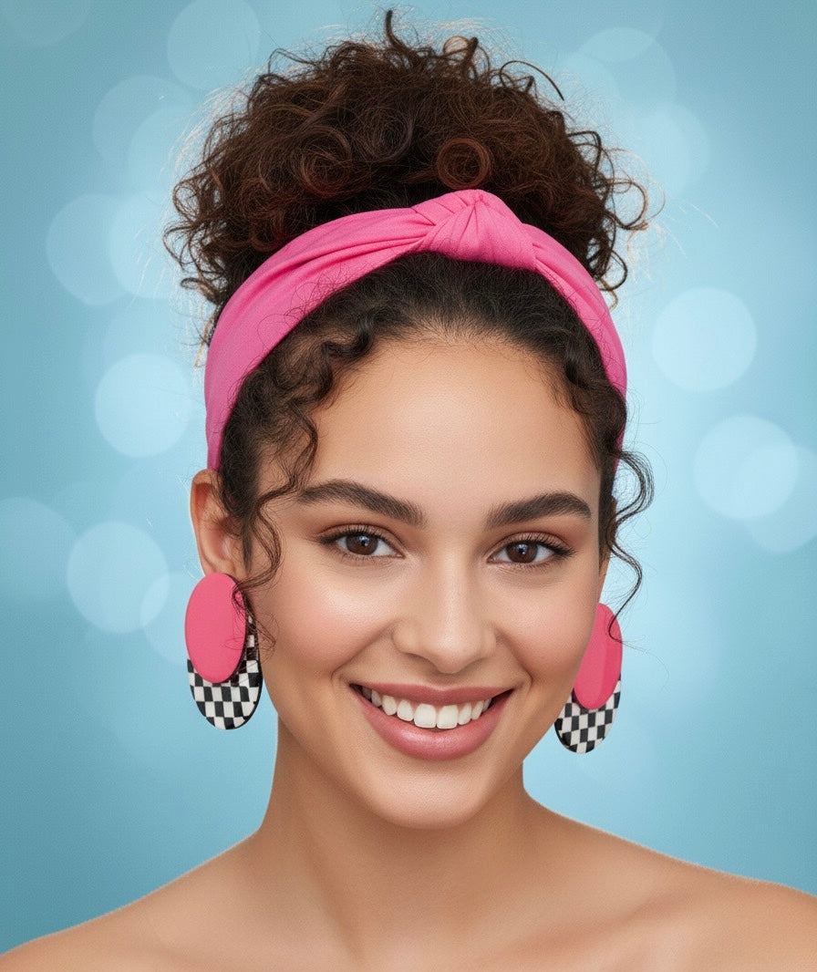 Orecchini Rosa scacchi