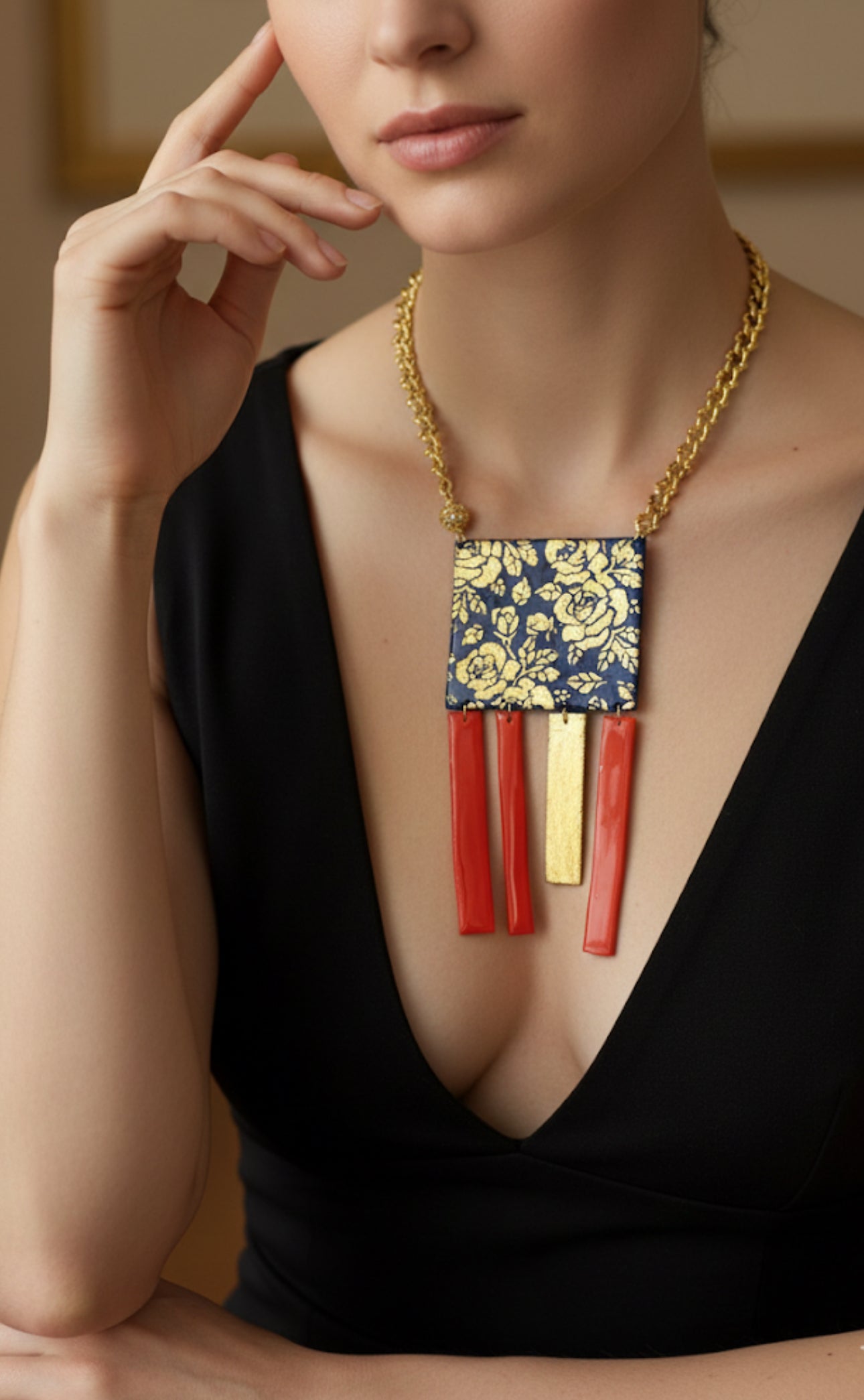 Collana Barocca Floreale con pendenti