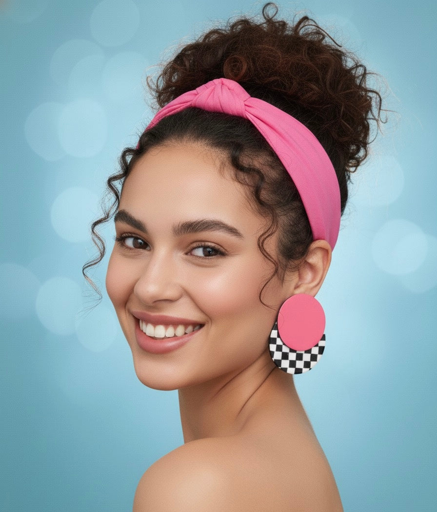 Orecchini Rosa scacchi