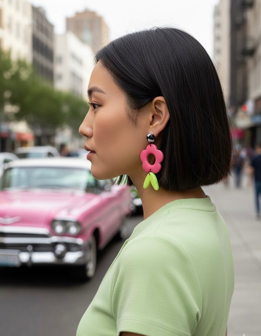 Orecchini Fiori e Scacchi