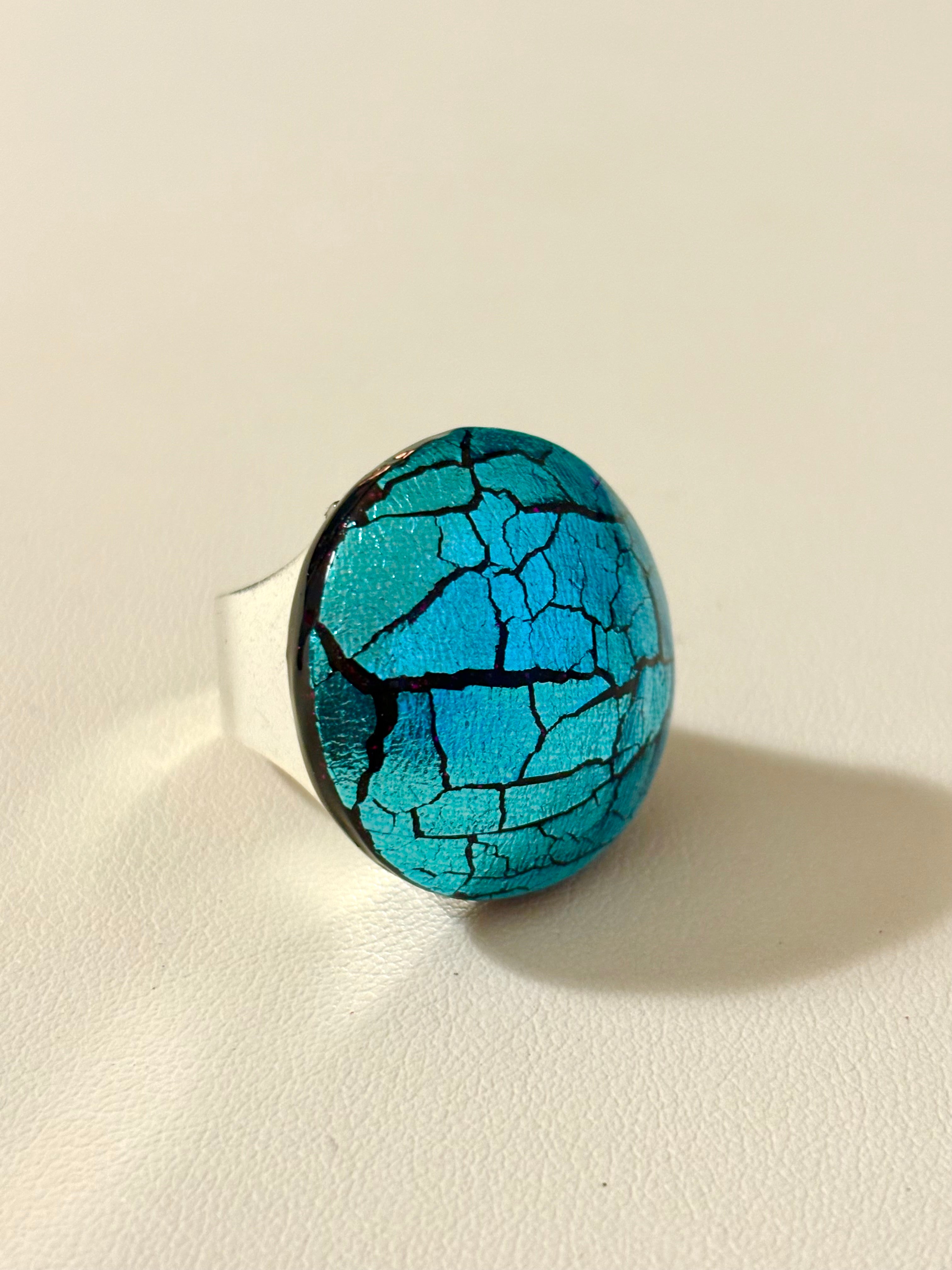 Anello Cracklè turchese