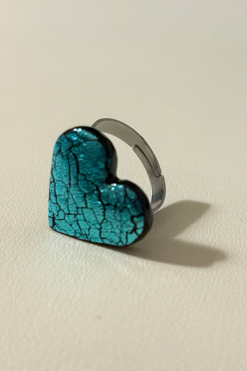 Anello Cracklè Cuore turchese