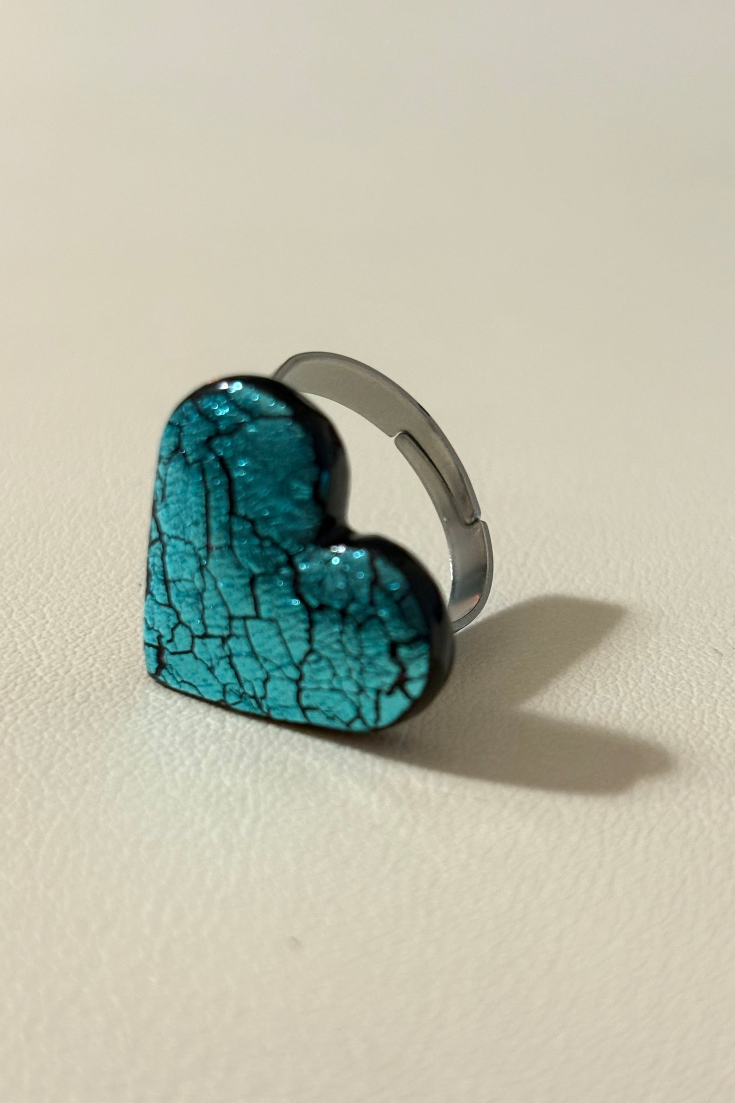 Anello Cracklè Cuore turchese
