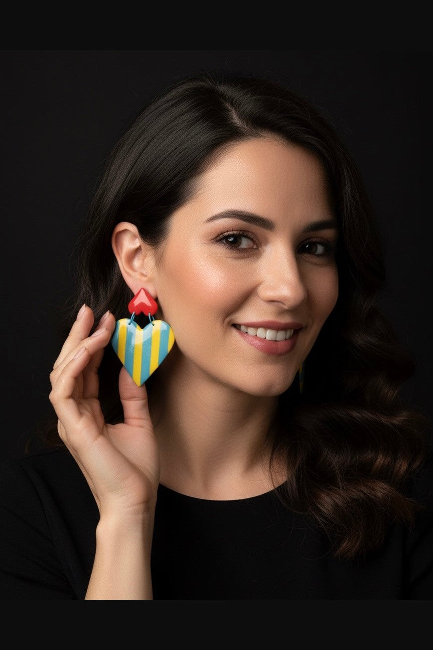 Orecchini Regina di Cuori gialli e bluette