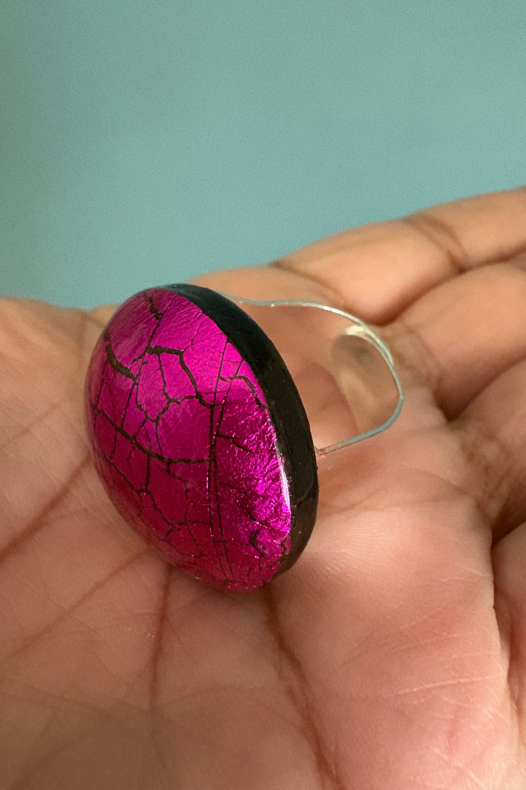 Anello Cracklè fucsia