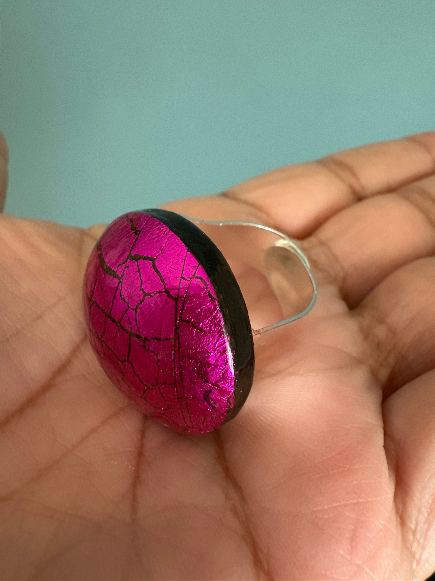 Anello Cracklè fucsia
