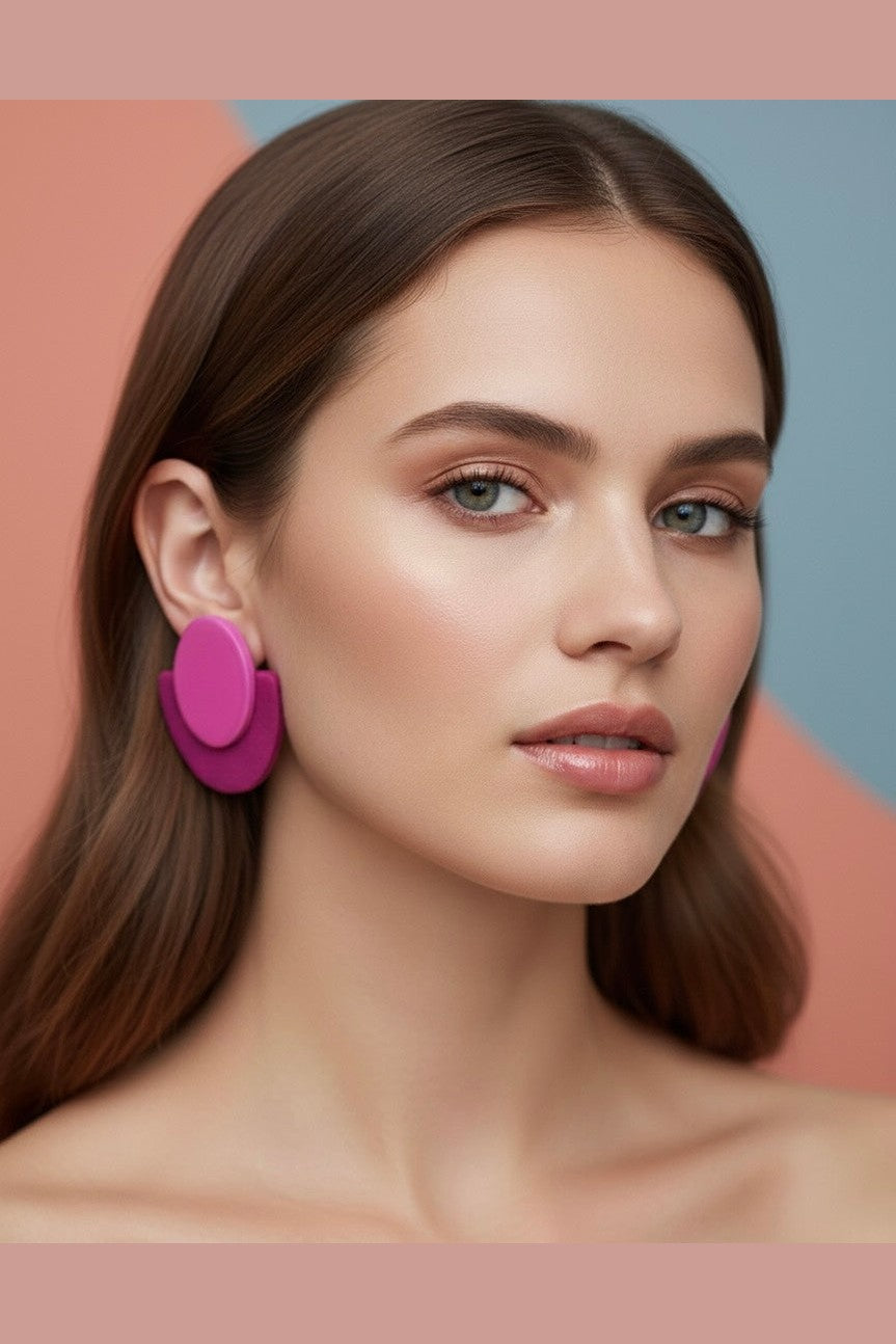 Orecchini Bottone fucsia