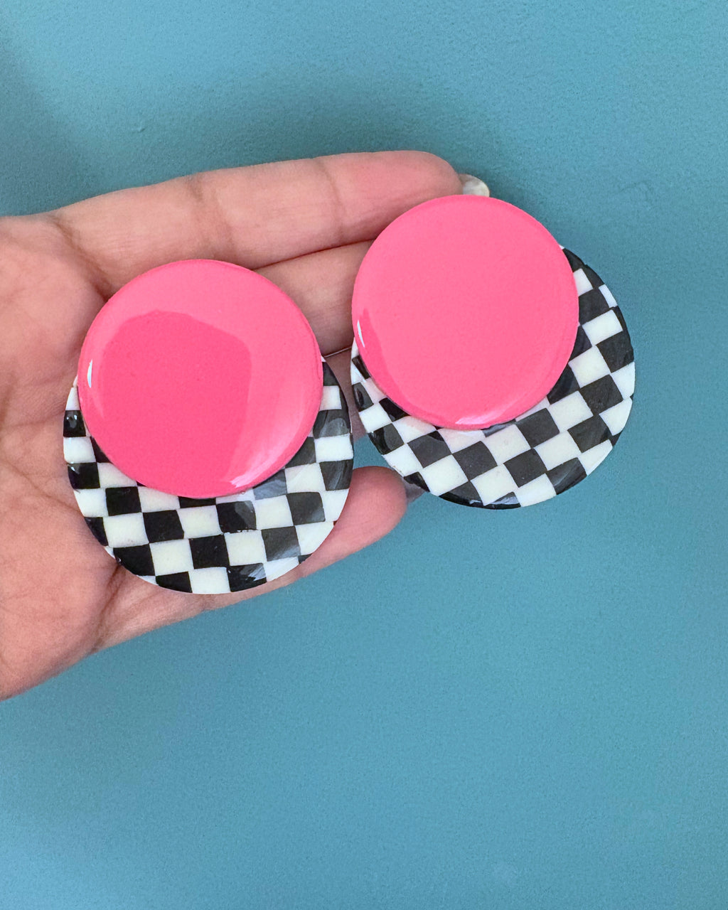 Orecchini Rosa scacchi