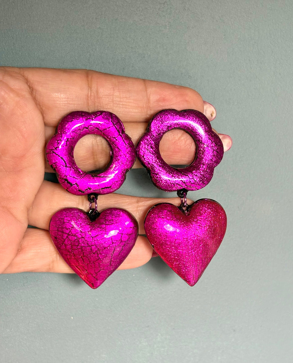 Orecchini fucsia linea Cracklè
