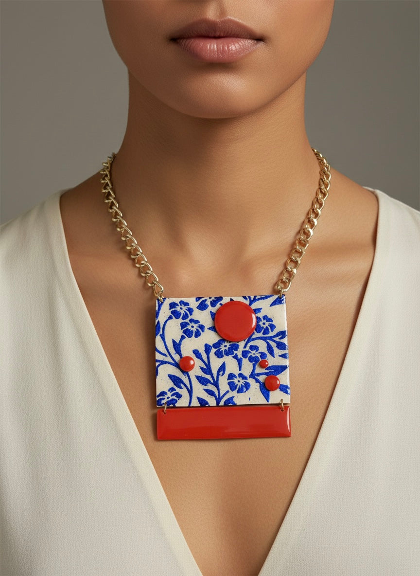 Collana flowers Avorio e Blu