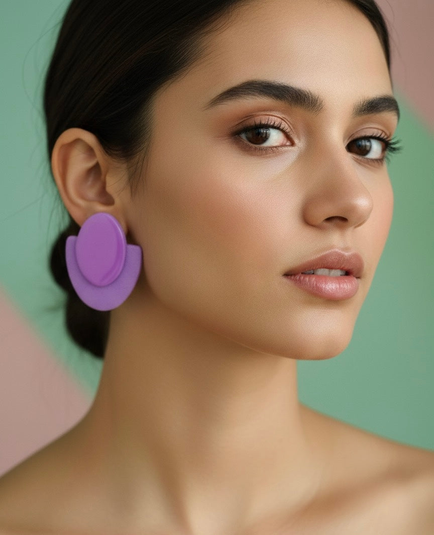 Orecchini Bottone Lilla