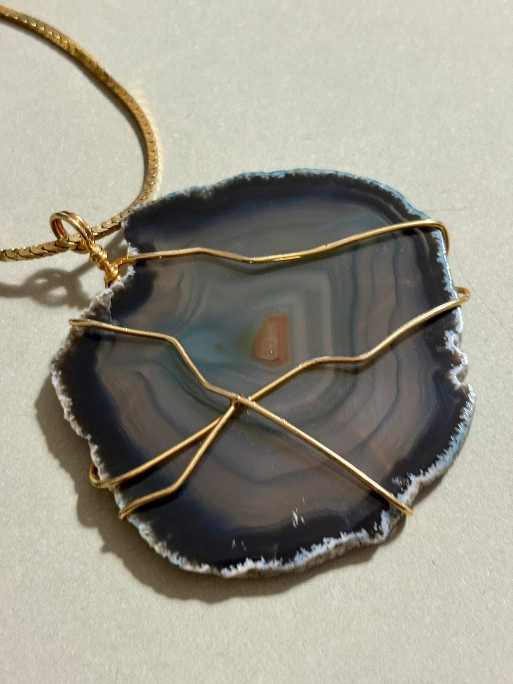 Collana Agata verde e Rodio