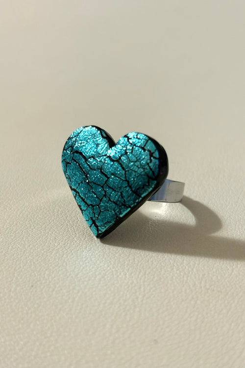 Anello Cracklè Cuore turchese