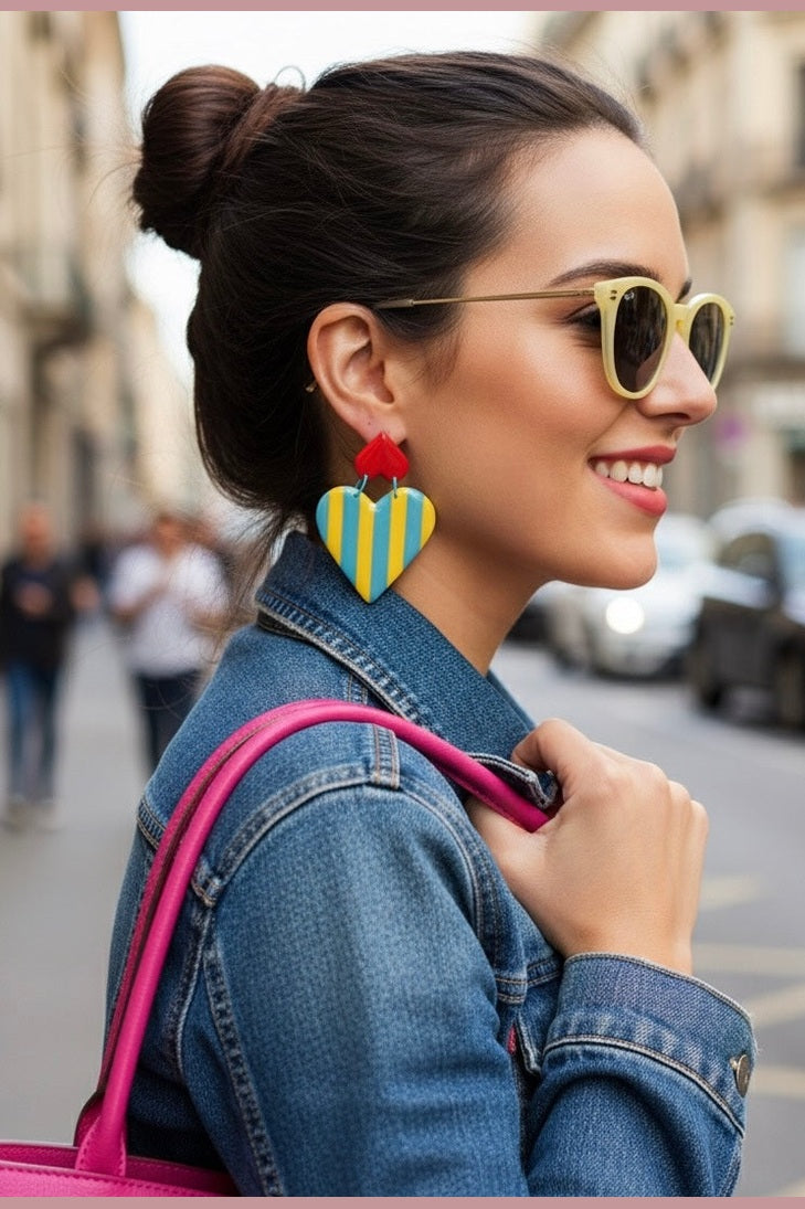 Orecchini Regina di Cuori gialli e bluette