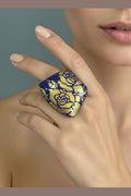 Anello Barocca Floreale bluette e oro