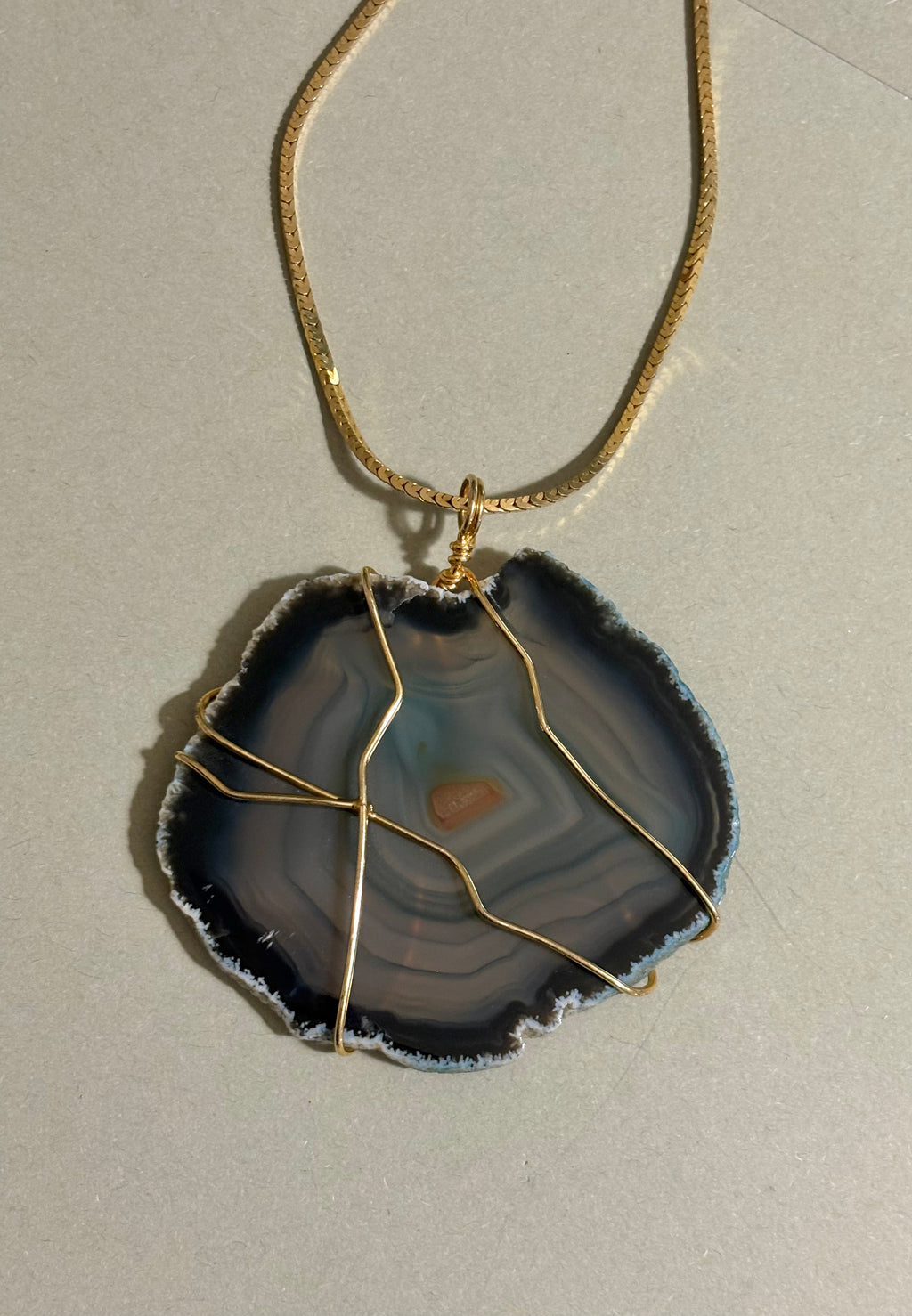 Collana Agata verde e Rodio