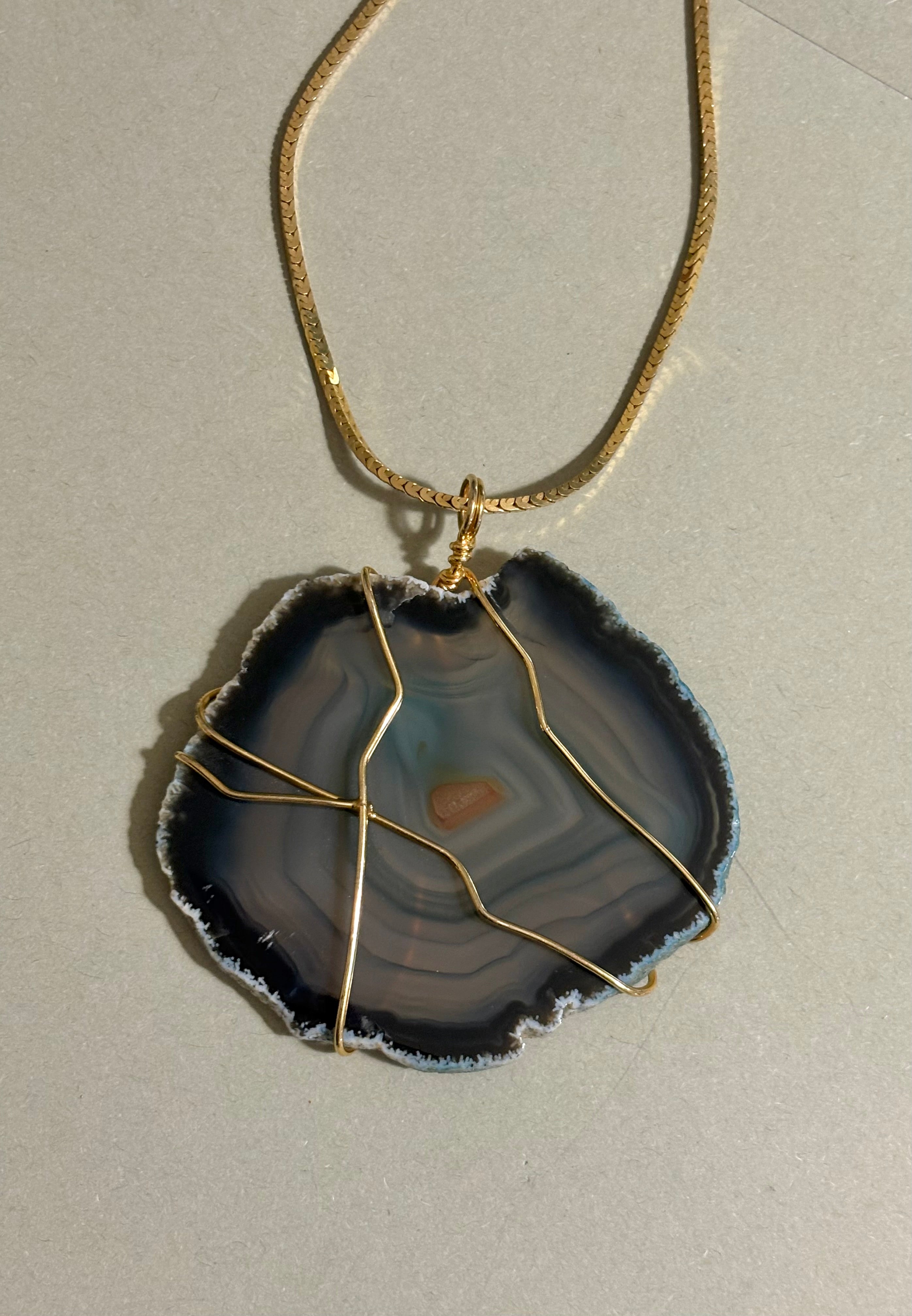 Collana Agata verde e Rodio