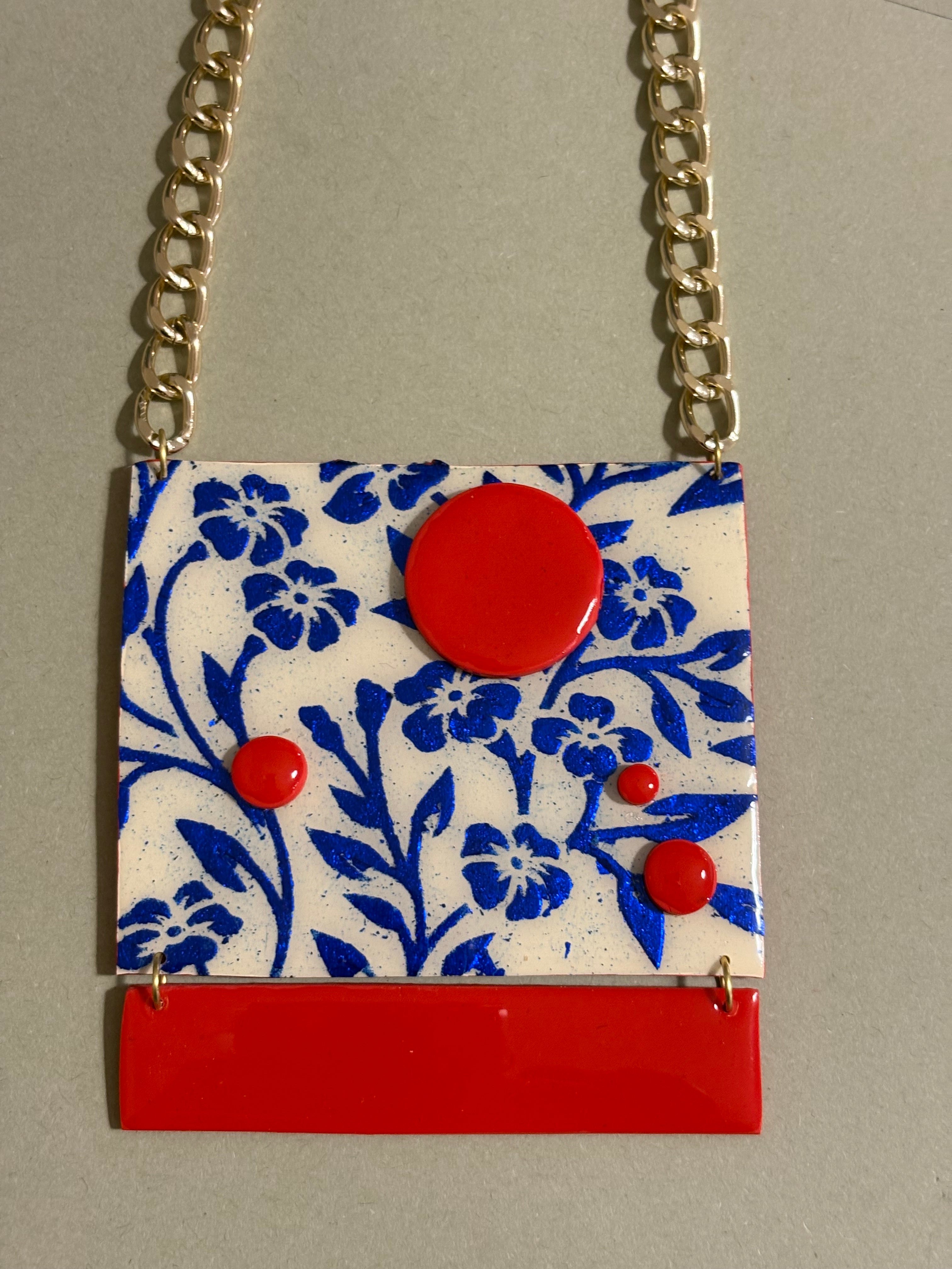 Collana flowers Avorio e Blu