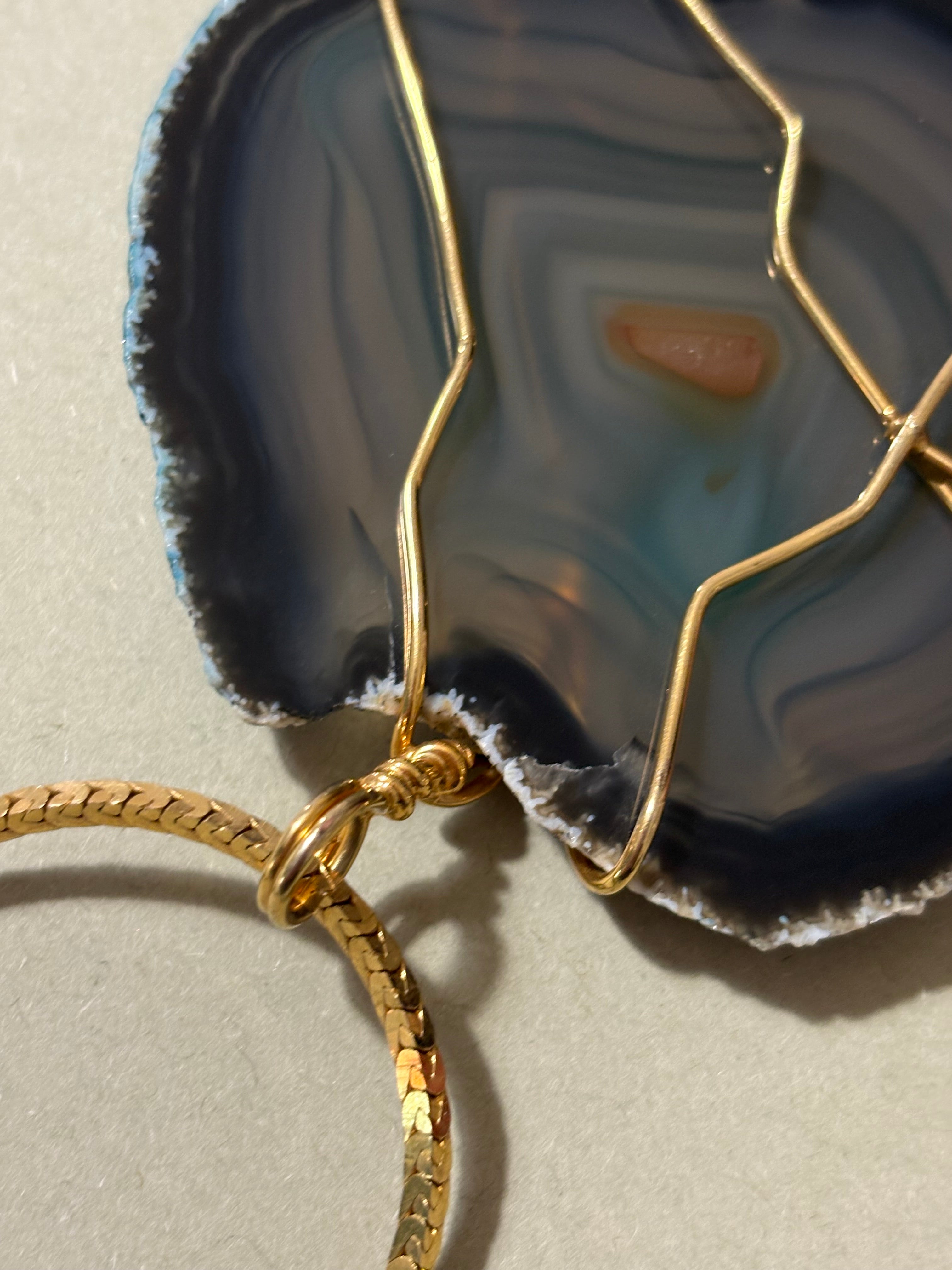 Collana Agata verde e Rodio