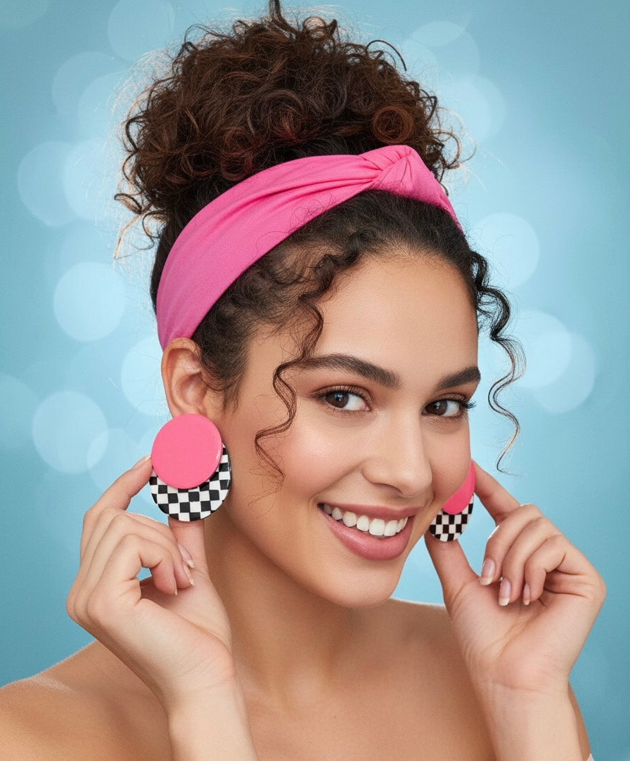 Orecchini Rosa scacchi