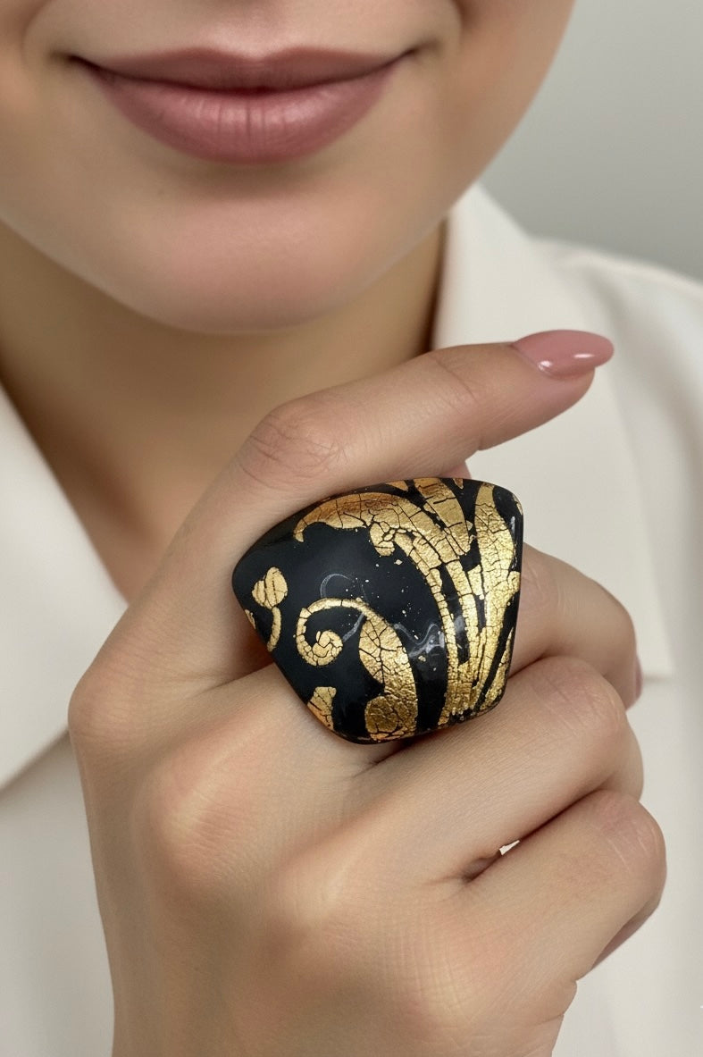 Anello Barocca Grigio e Oro