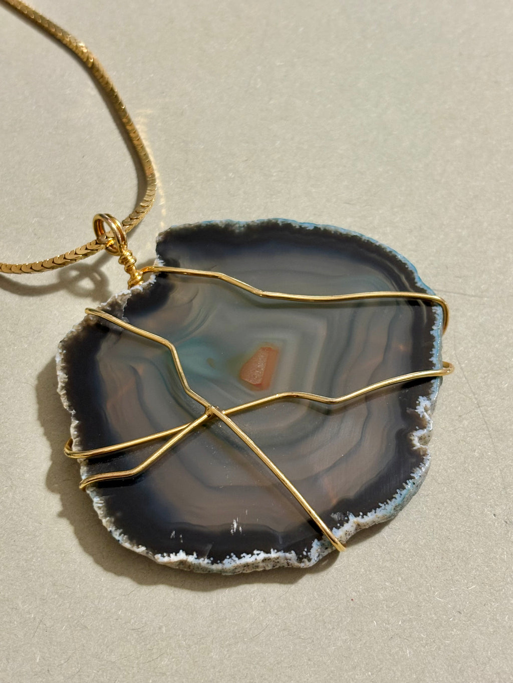 Collana Agata verde e Rodio