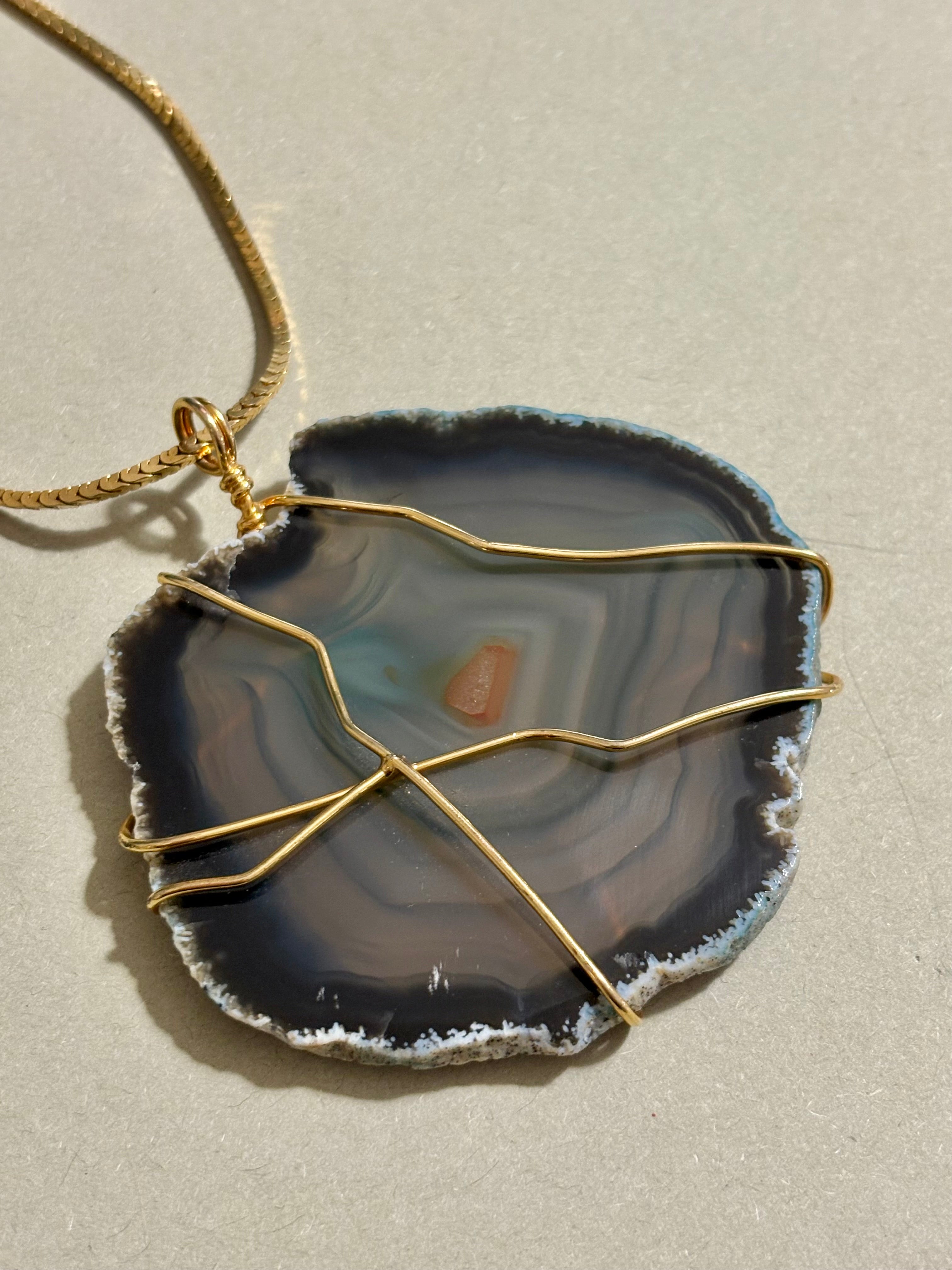 Collana Agata verde e Rodio