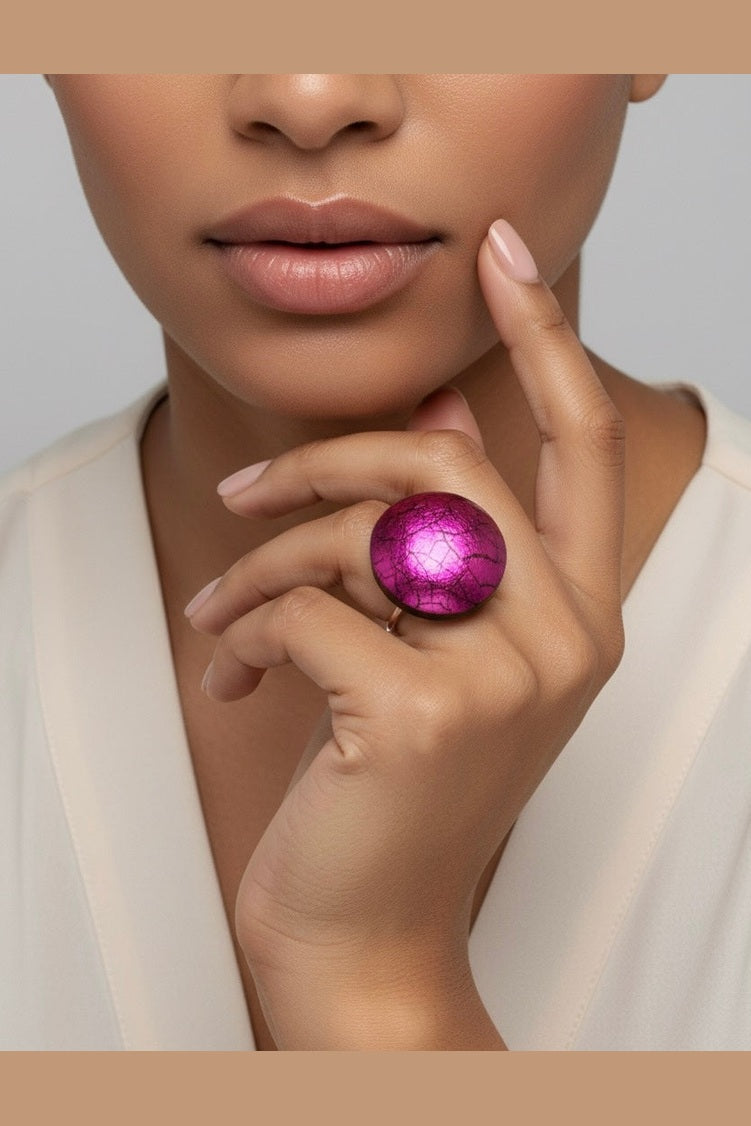 Anello Cracklè fucsia