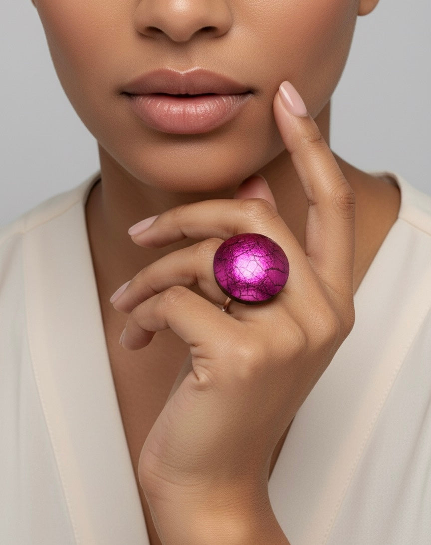 Anello Cracklè fucsia