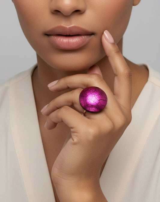 Anello Cracklè fucsia