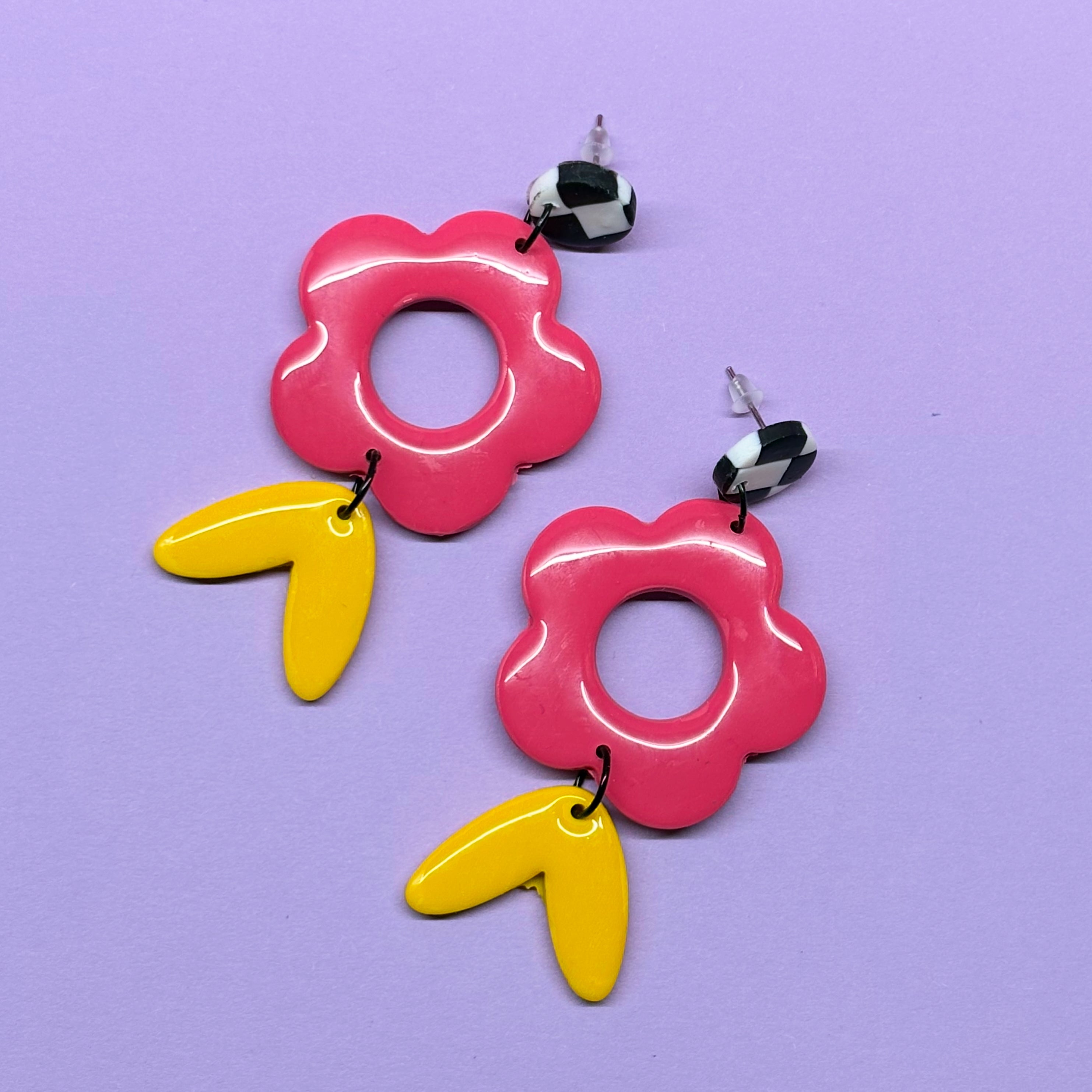 Orecchini Fiori e Scacchi