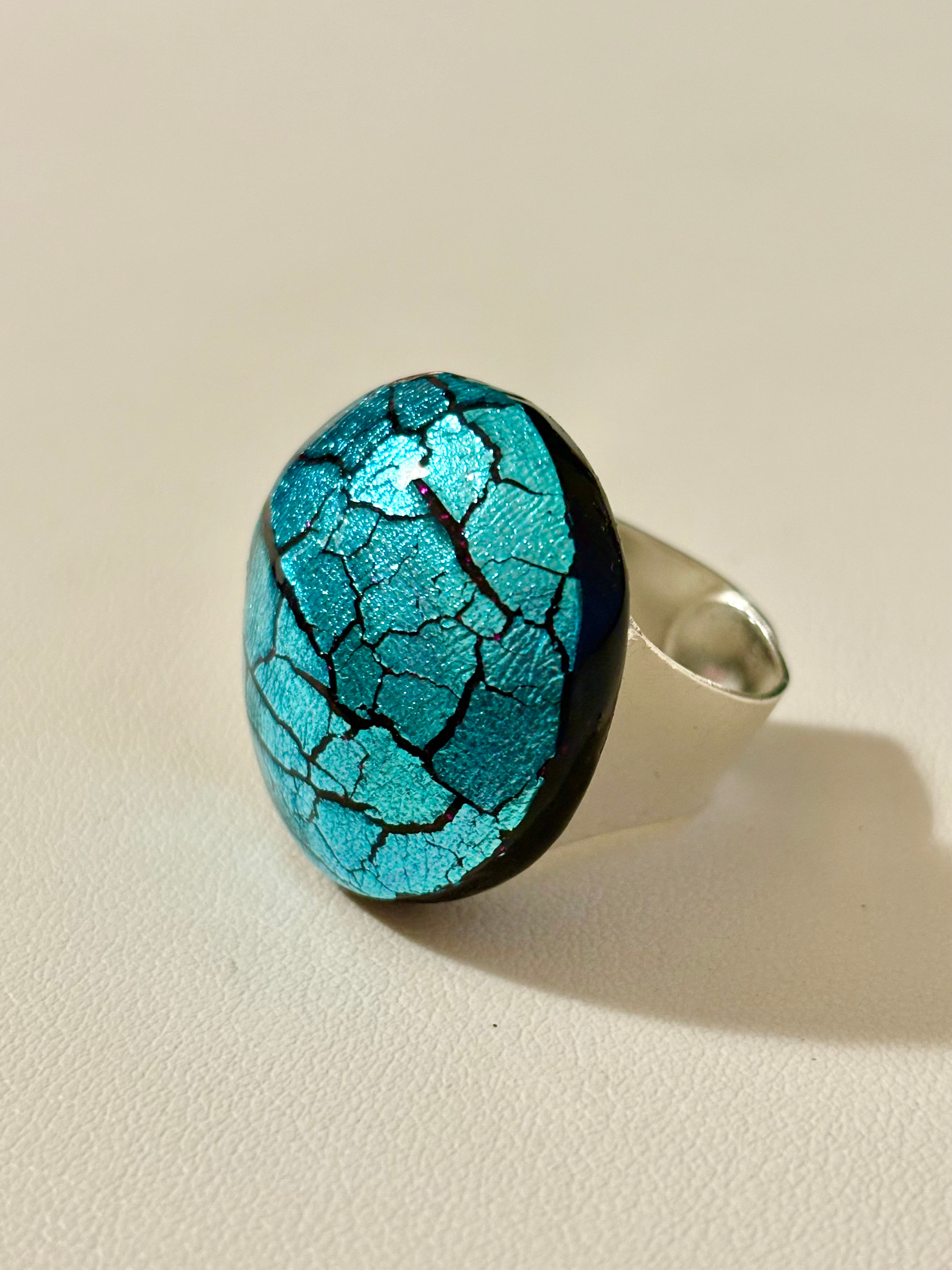 Anello Cracklè turchese