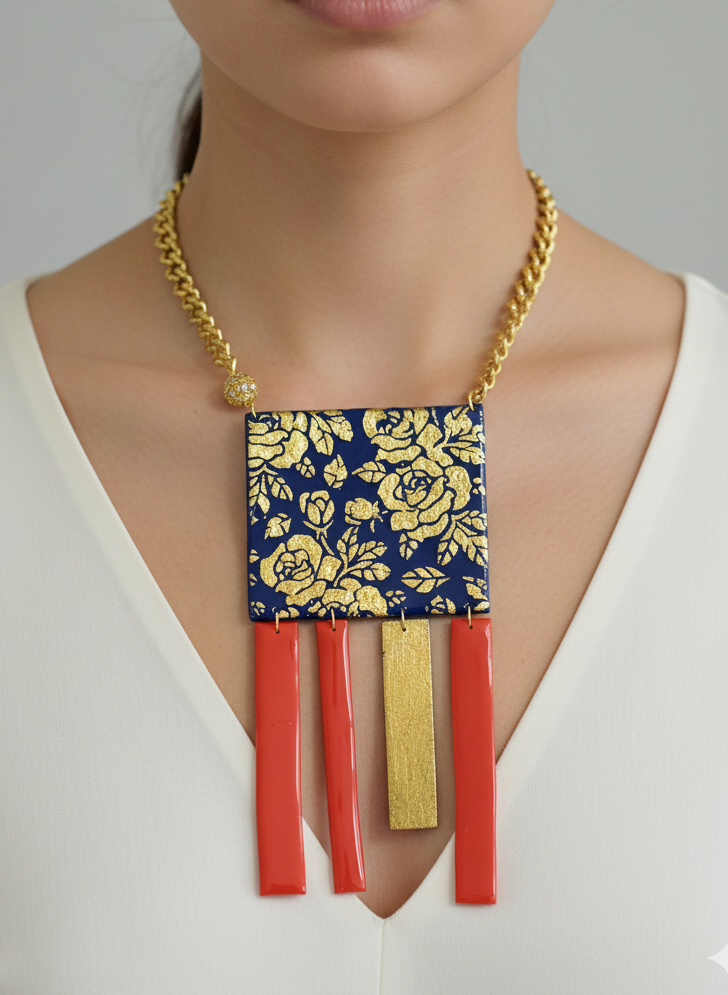 Collana Barocca Floreale con pendenti