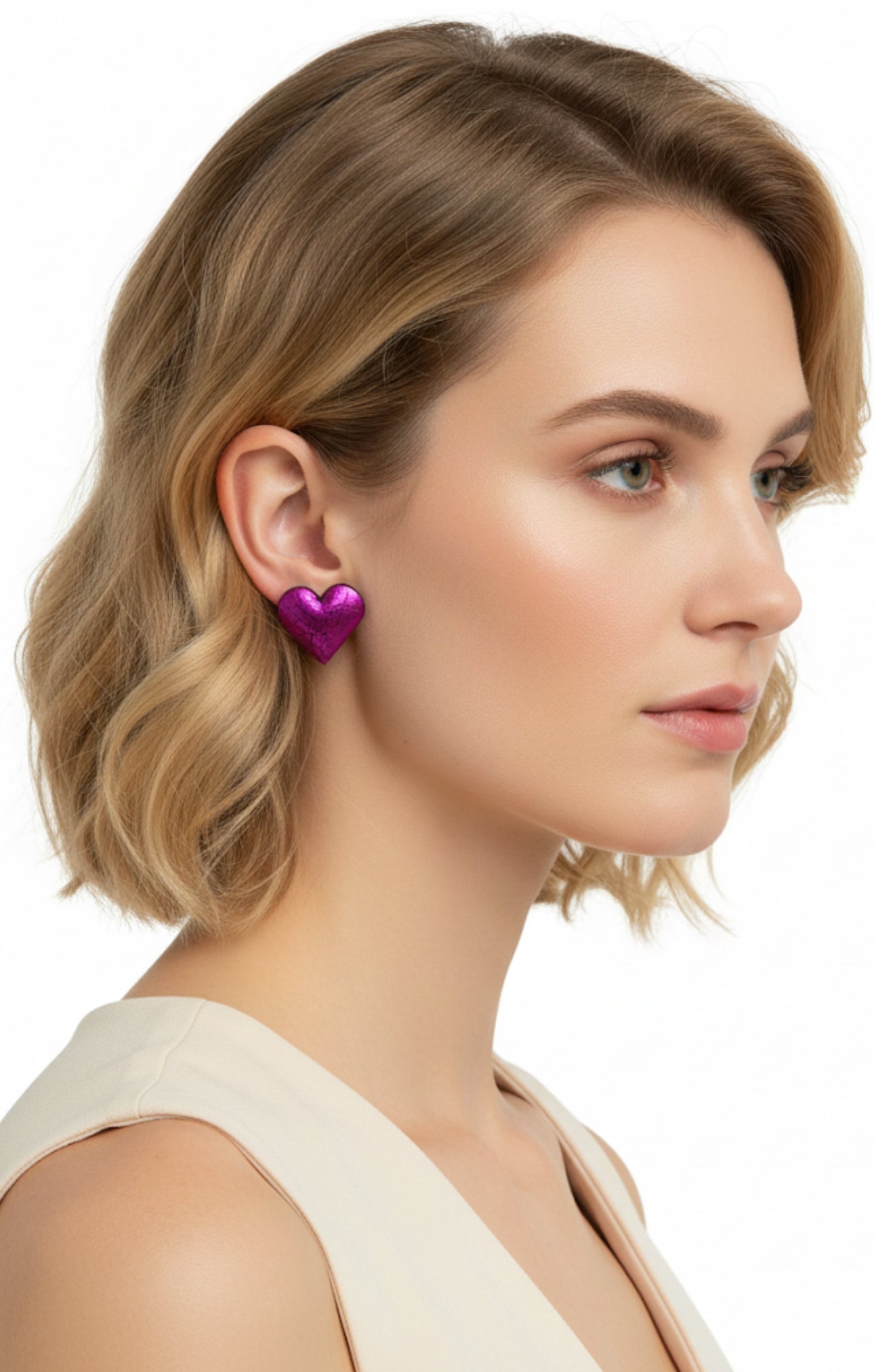 Orecchini Cracklè Cuore fucsia