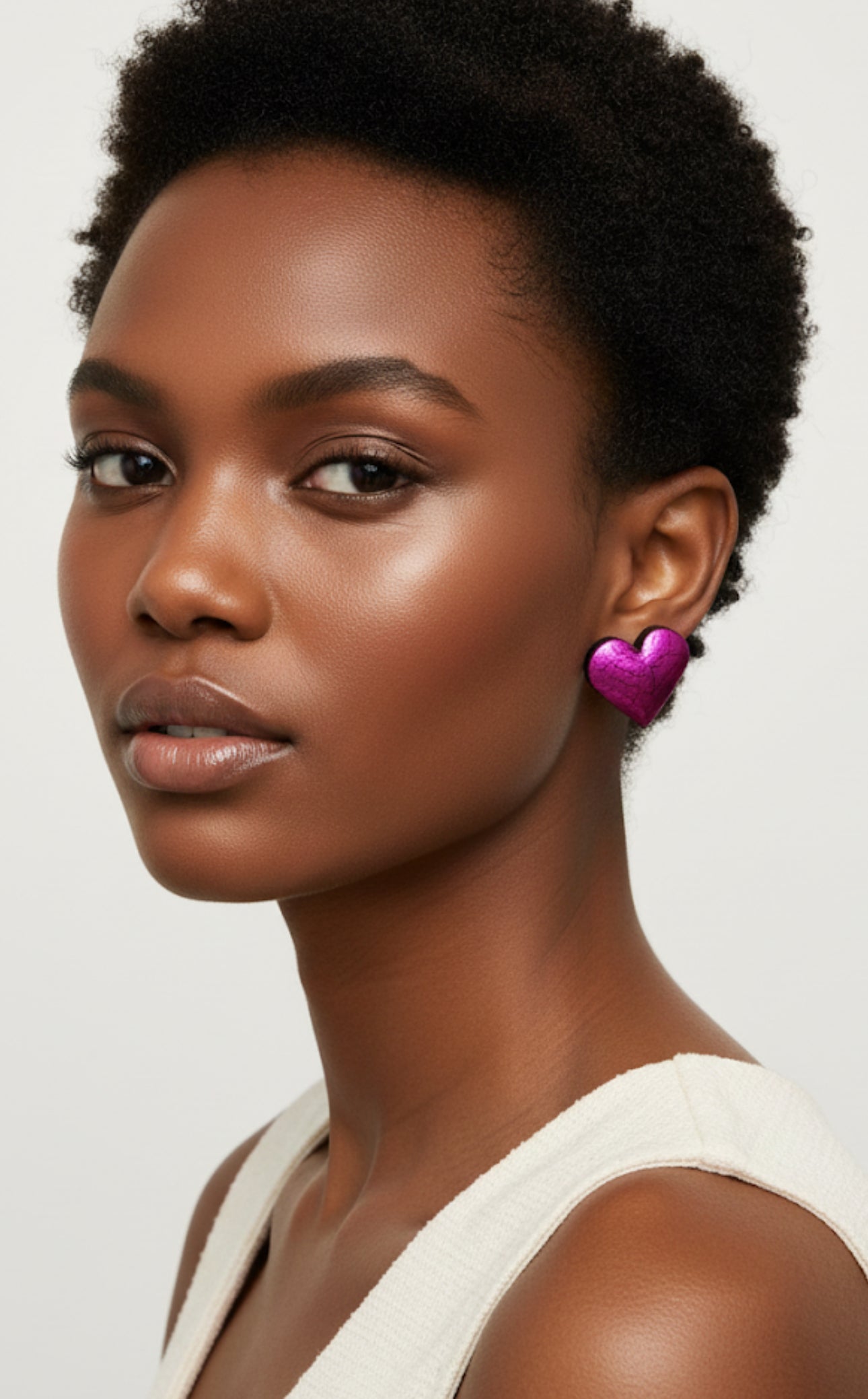 Orecchini Cracklè Cuore fucsia