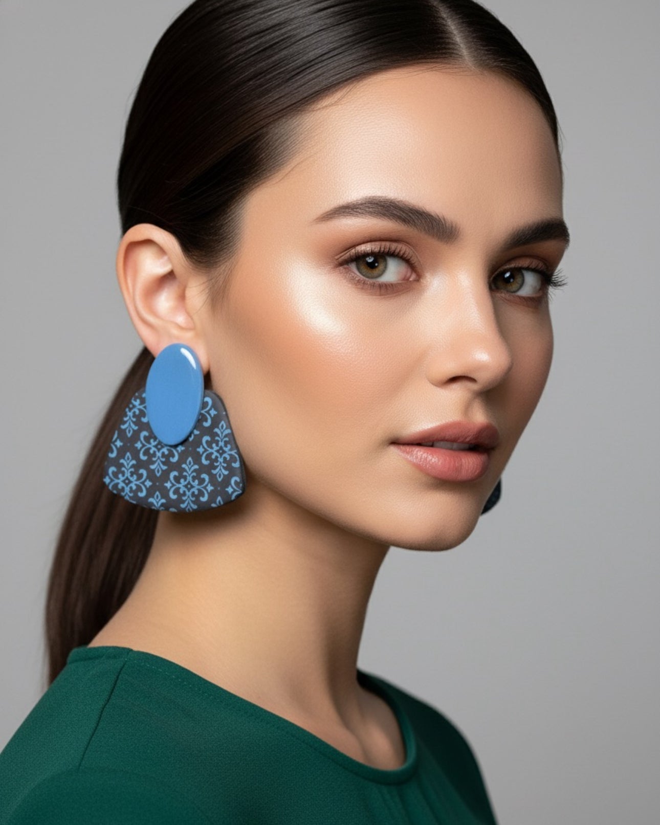 Orecchini Geometrici "Cielo Notturno" Damascato Blu