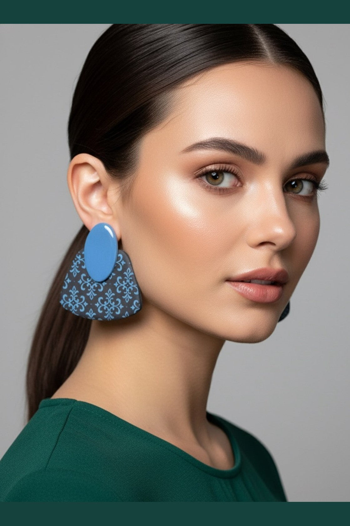 Orecchini Geometrici "Cielo Notturno" Damascato Blu