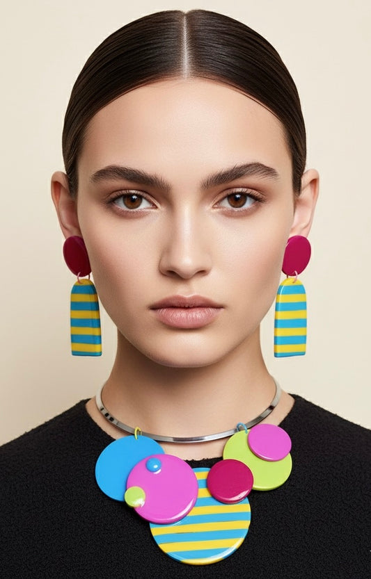 Pop Art 80 - set collana orecchini artigianali Bi.Q