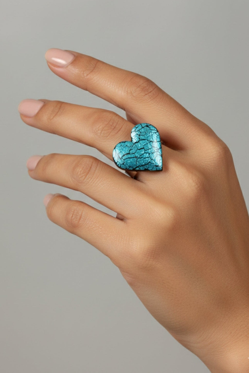 Anello Cracklè Cuore turchese